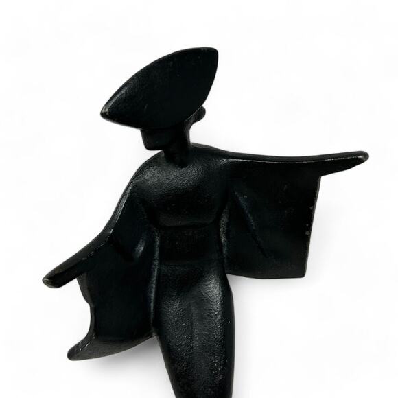 Vintage Cast Iron Geisha Figurine (7" H) MCM Mid Century Modern Statue Decor - Picture 11 of 12